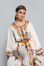 Caftan bewerkt met gekleurde borduursels